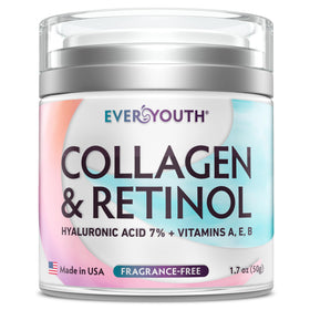 EVERYOUTH collagen face cream jar showing rich hydration for face and neck