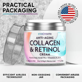 EVERYOUTH USA-made-retinol-collagen-cream packaging and premium formula