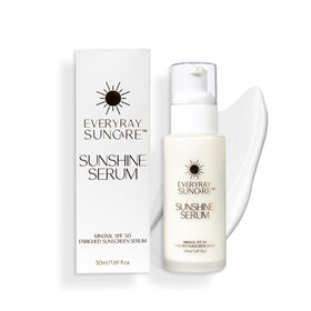 EveryRay Suncare Sunshine Serum bottle with SPF 50 for daily protection.