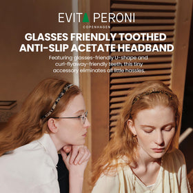 EVITA PERONI acetate resin headband with shine and elasticity.