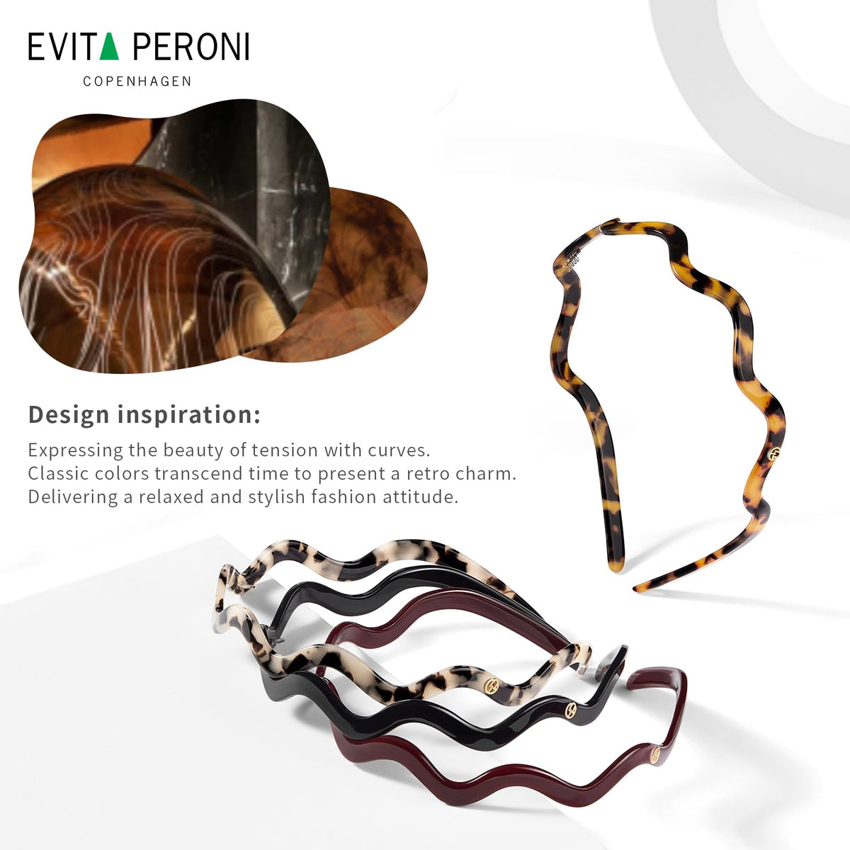EVITA PERONI headband storage tube keeps the accessory safe between uses.