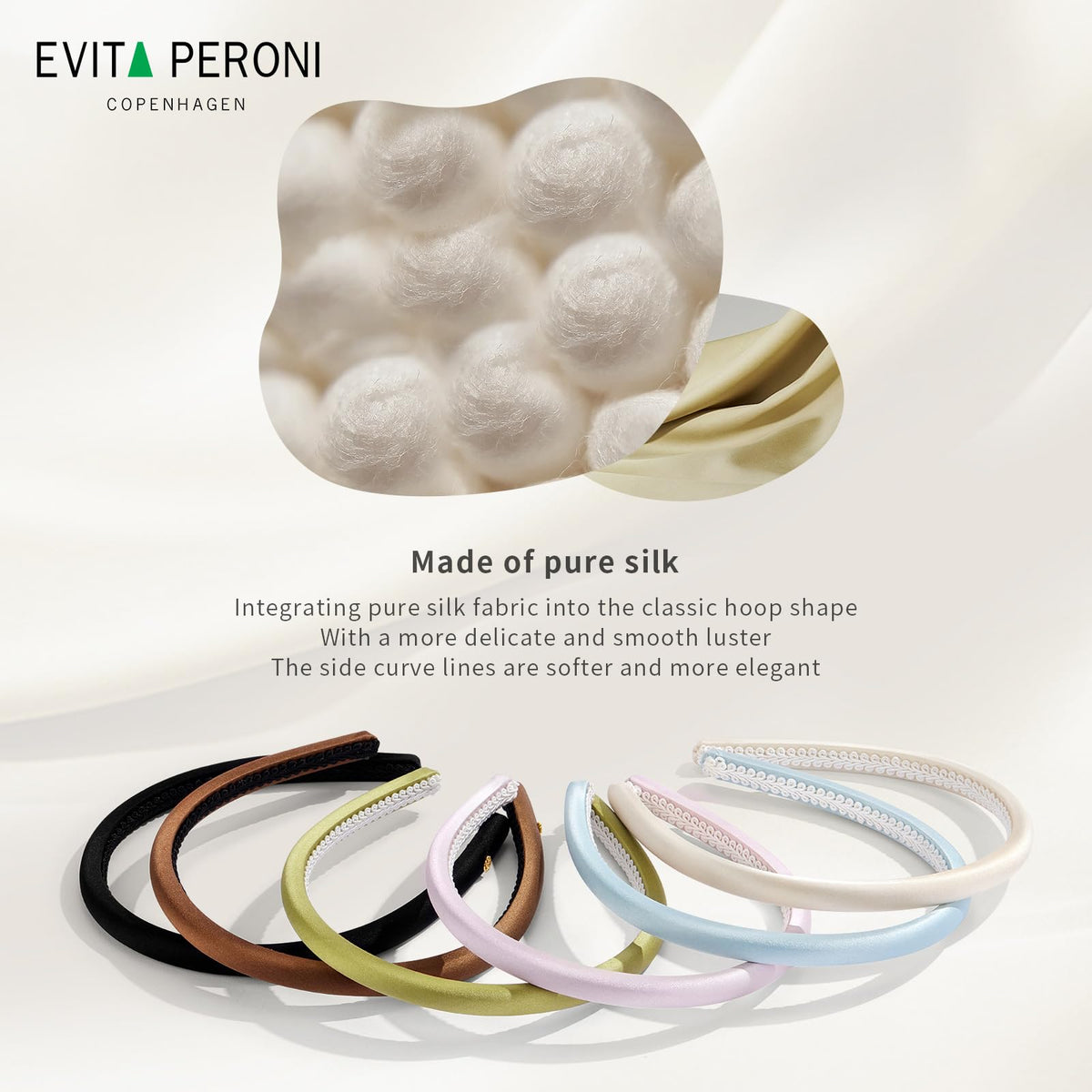 EVITA PERONI silk headband ergonomic fit for all-day comfort