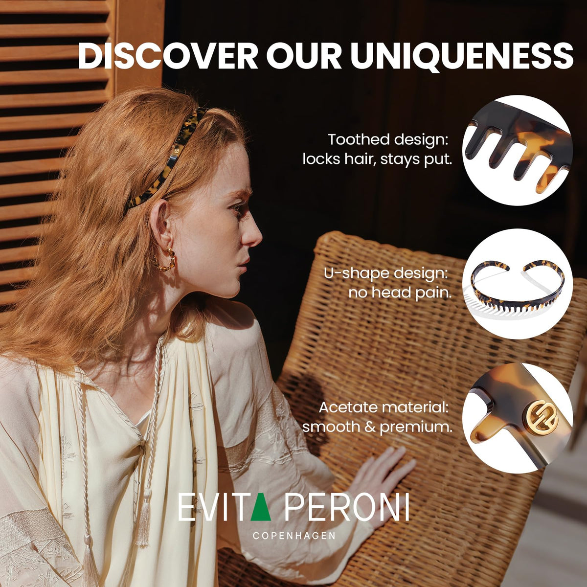 EVITA PERONI tortoiseshell pattern matches any style.