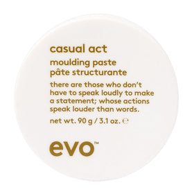 EVO Casual Act packaging shows the light hold paste for versatile daily styling.