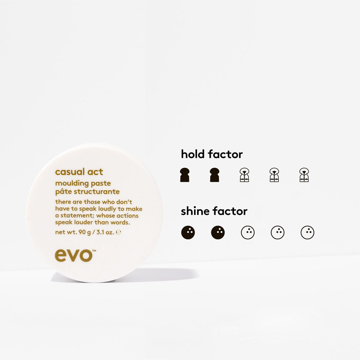 EVO Casual Act matte finish styling creates a controlled, modern look.