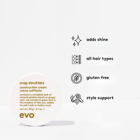 EVO Crop Strutters applying on hair shows easy distribution for defined styling