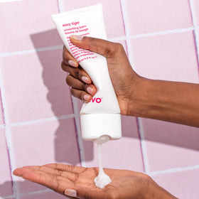 EVO Easy Tiger smoothing cream demonstrating frizz control on coarse hair during styling