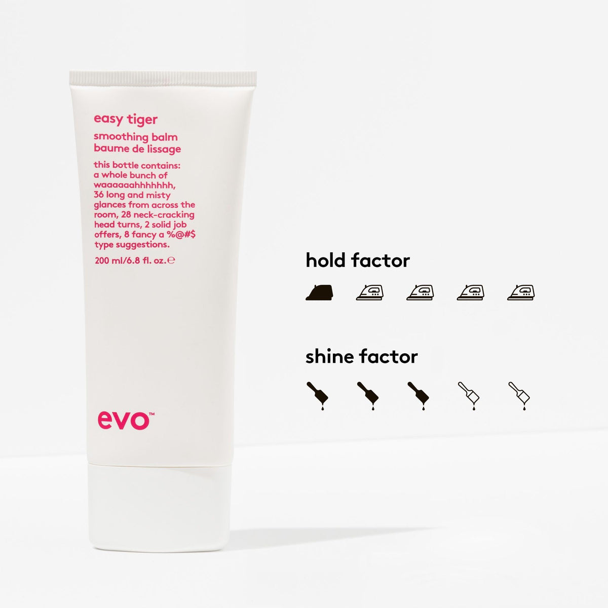 EVO Easy Tiger smoothing cream being applied for smooth, controlled styling and fly-away reduction