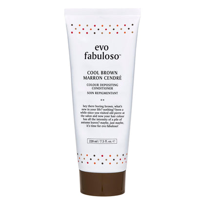 EVO Fabuloso Cool Brown bottle pouring color deposit and conditioning