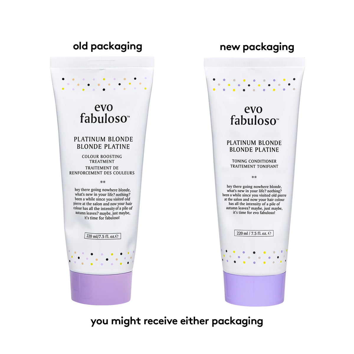 EVO Fabuloso Platinum bottle back label with usage and ingredients for toning.