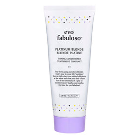 EVO Fabuloso Platinum bottle front view showing premium blonde care for brass control.