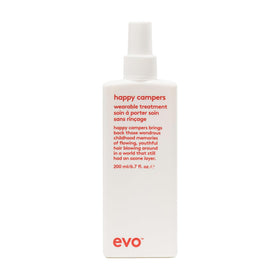 EVO Happy Campers bottle front, a lightweight leave-in care for smooth, protected hair