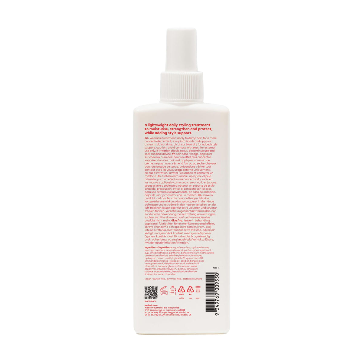 EVO Happy Campers bottle pour, easy application for frizz control and quick styling