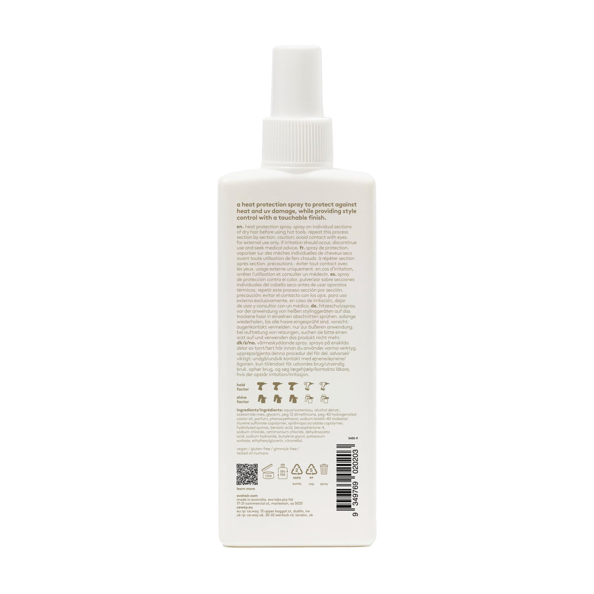 EVO Icon Welder mist being applied to hair for lightweight protection.