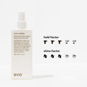 EVO Icon Welder UV protection badge on packaging emphasizes sun defense.