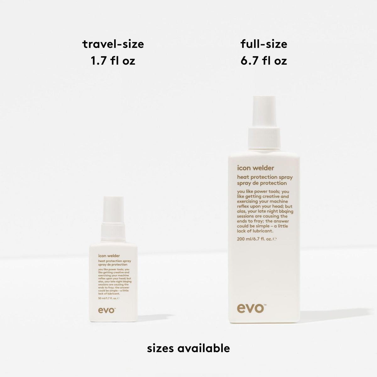 EVO Icon Welder label confirms vegan and sulfate-free formula.