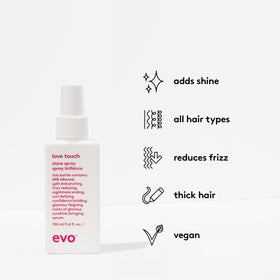 EVO Love Touch spray dispersion demonstrates even mist for frizz control