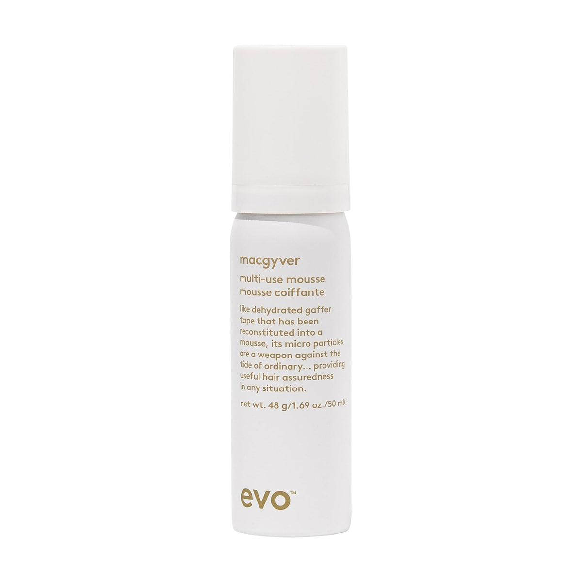 EVO Macgyver mousse bottle for on-the-go styling