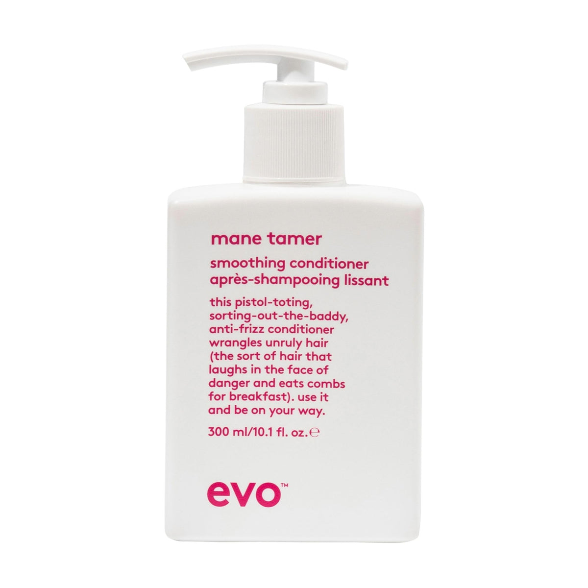 EVO Mane Tamer smoothing conditioner bottle ready for frizz control