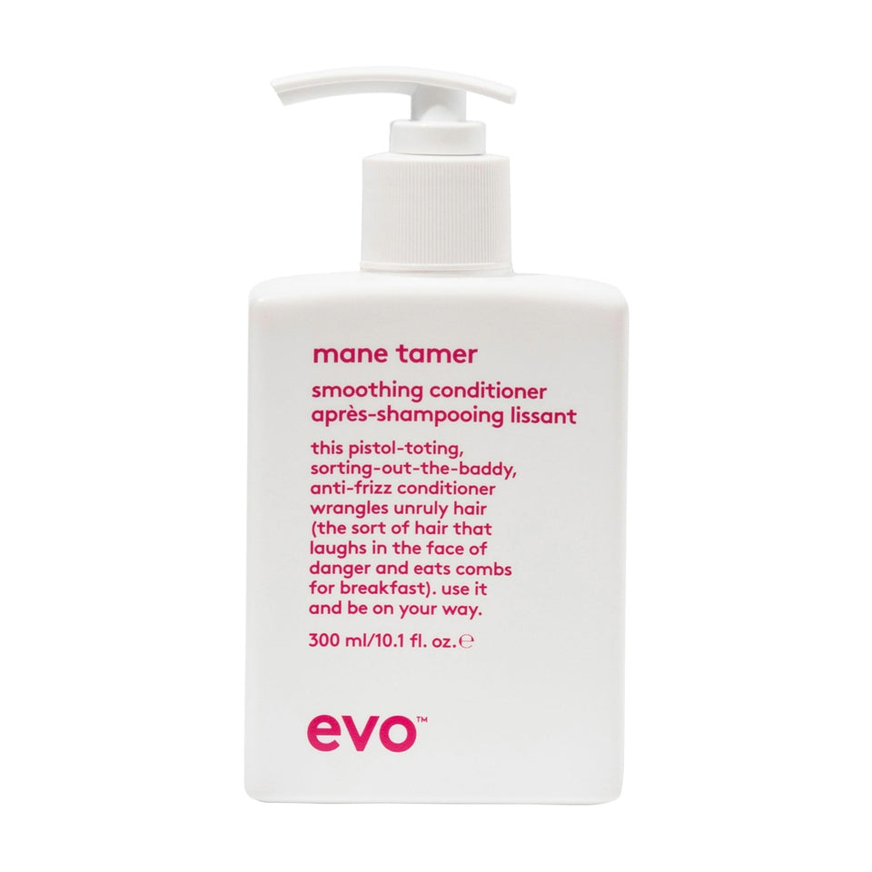 EVO Mane Tamer smoothing conditioner bottle ready for frizz control