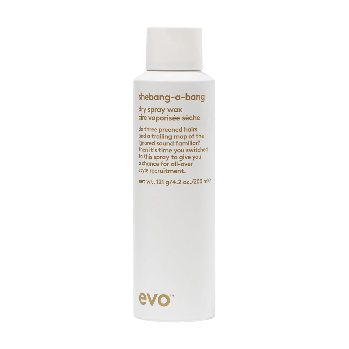 EVO Shebang-A-Bang dry spray mist for versatile texture and pliable hold.