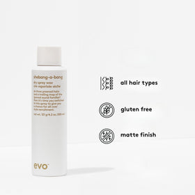 EVO Shebang-A-Bang spray creates separation and natural movement in hair.