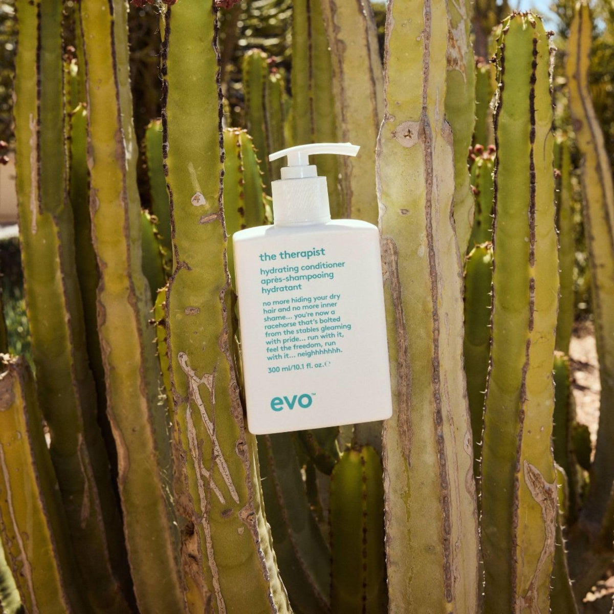 Evo The Therapist color-protected formula preserving vibrancy on treated strands.