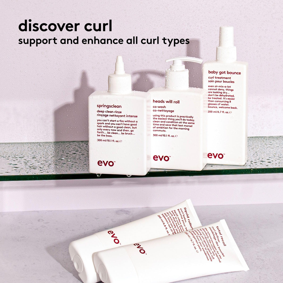 Humidity control evident with EVO Total Recoil Curl Definer on defined curls.
