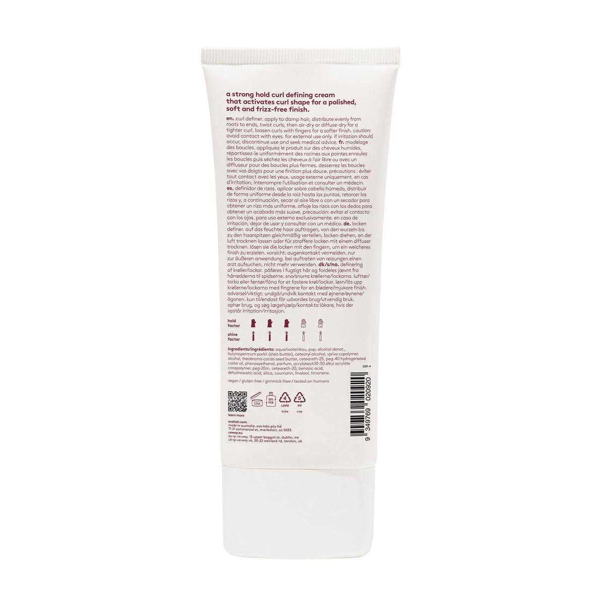 EVO Total Recoil curl defining cream pump dispenser captured for even application