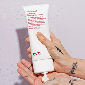EVO Total Recoil curl defining cream in hair twist showing lasting hold