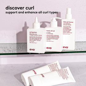 EVO Total Recoil curl defining cream packaging display highlighting benefits