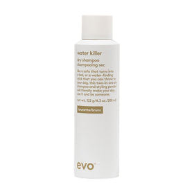 EVO Water Killer Dry Shampoo Brunette bottle refreshes brunette hair and controls oil.