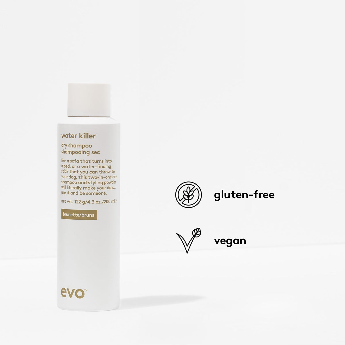 Close-up of EVO Water Killer Brunette hair texture detail for added volume.