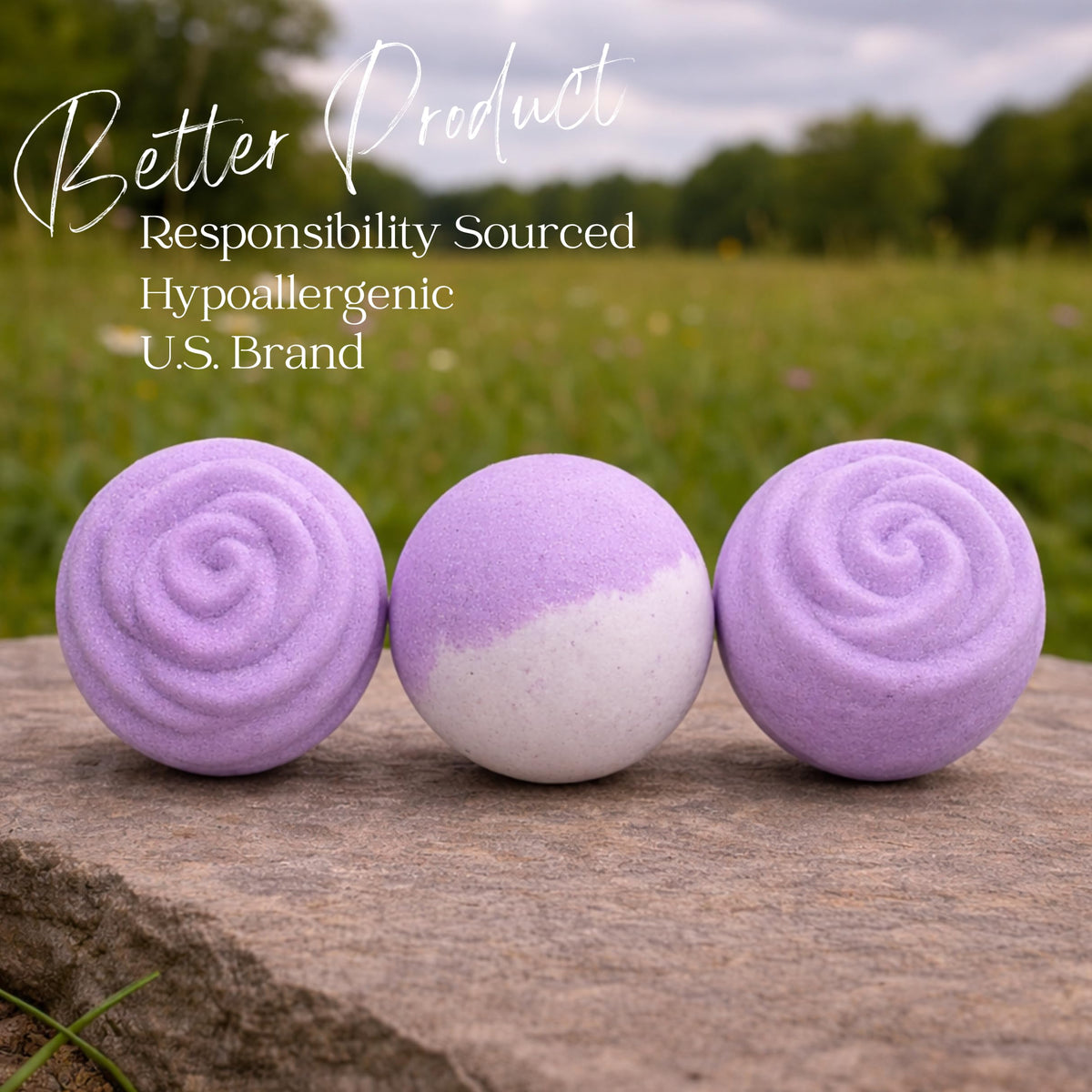 EvolutionUSA Lavender Dreams bath bombs with bright colors and soft sparkle in tub.
