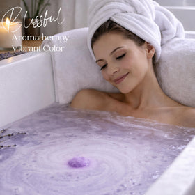 EvolutionUSA Lavender Dreams in warm bath water showing soothing color and fragrance.