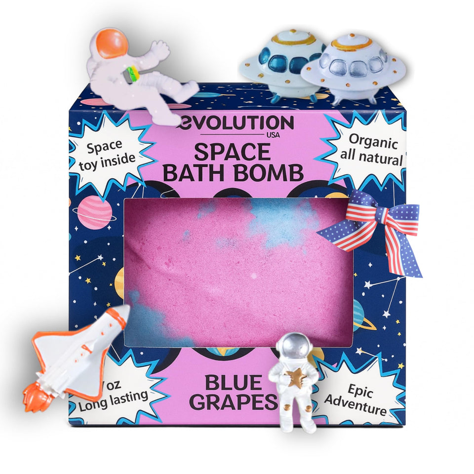 EvolutionUSA space bath bomb reveals a planet inside toy for bath-time surprise
