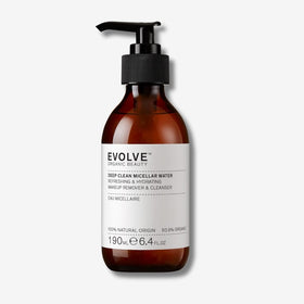 Evolve Deep Clean Micellar Water hyaluronic acid locks in moisture.