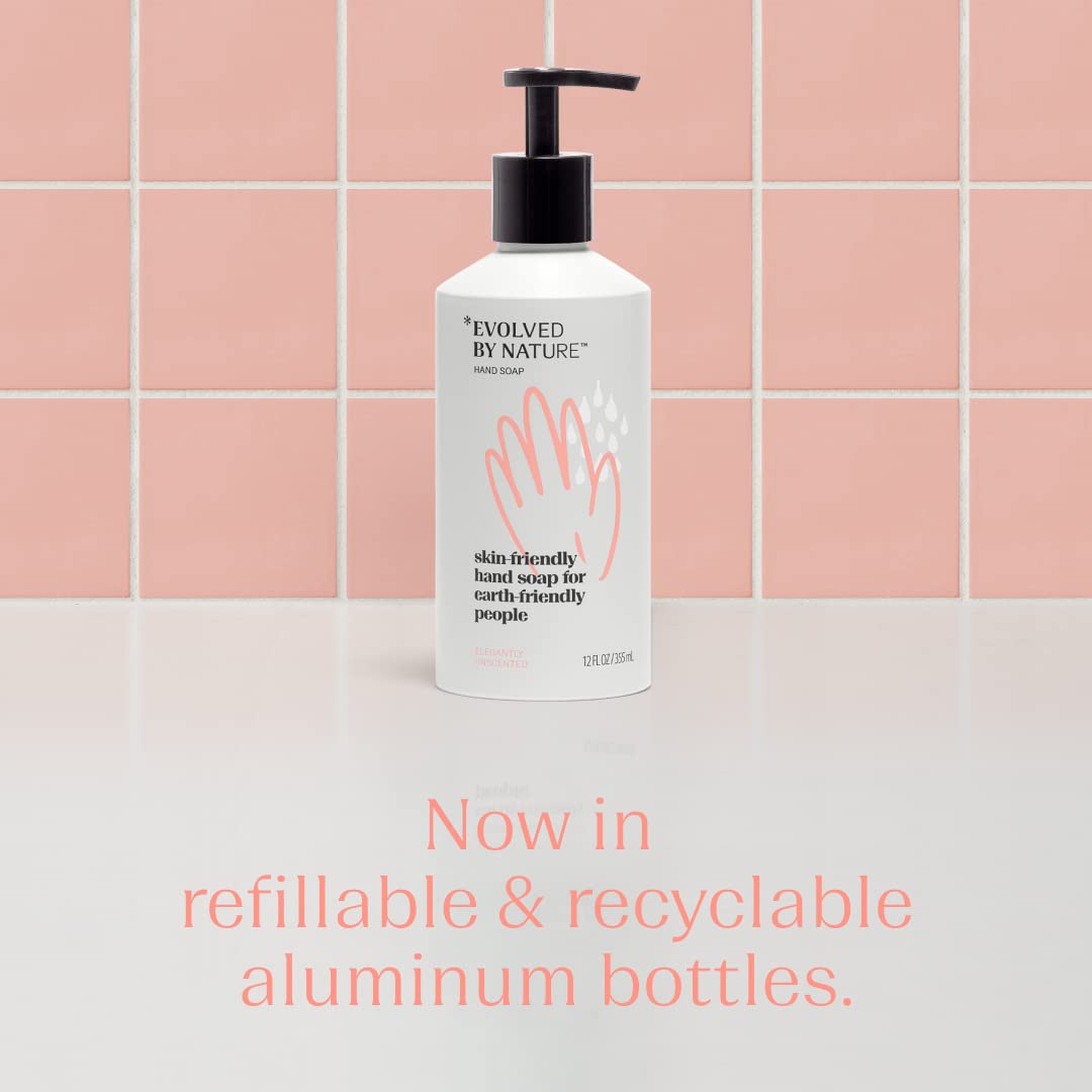 EVOLVED BY NATURE unscented hand soap bottle, ideal for fragrance-free sensitive skin routines