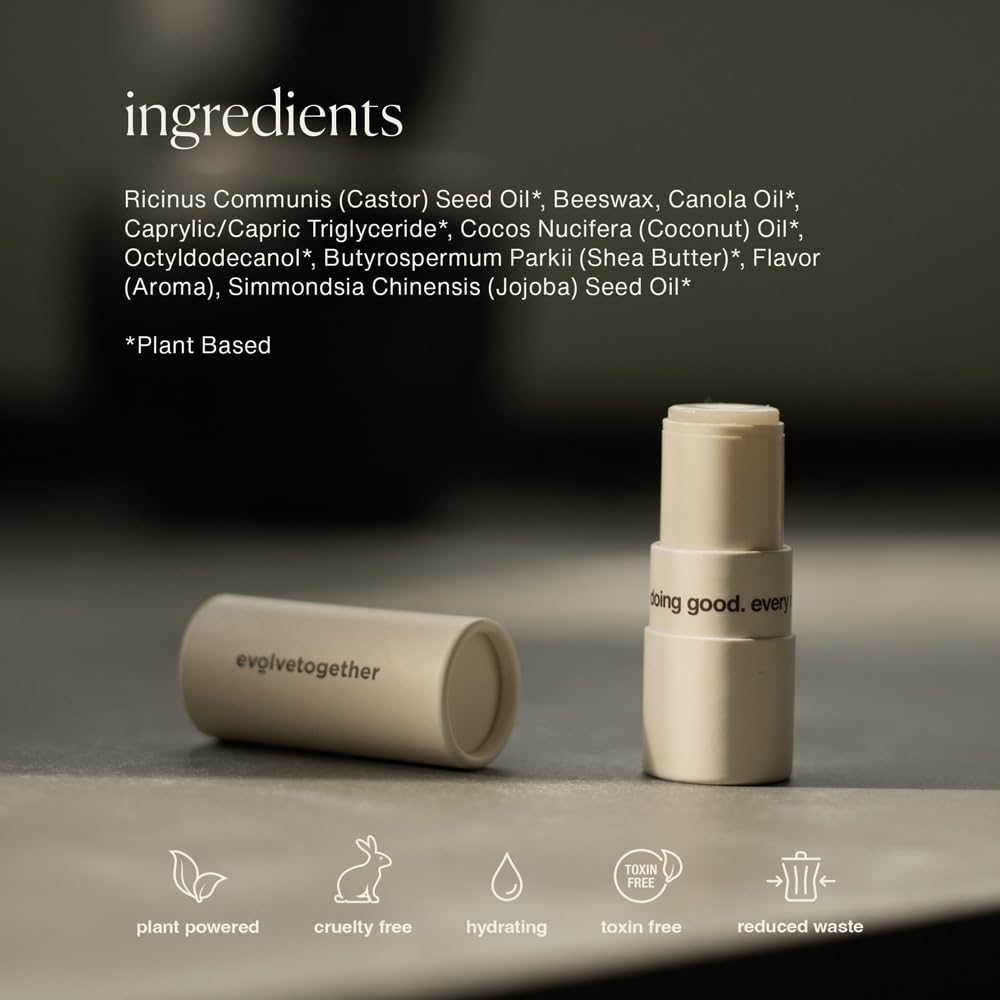 Evolvetogether coconut, shea and jojoba nourish skin around lips.