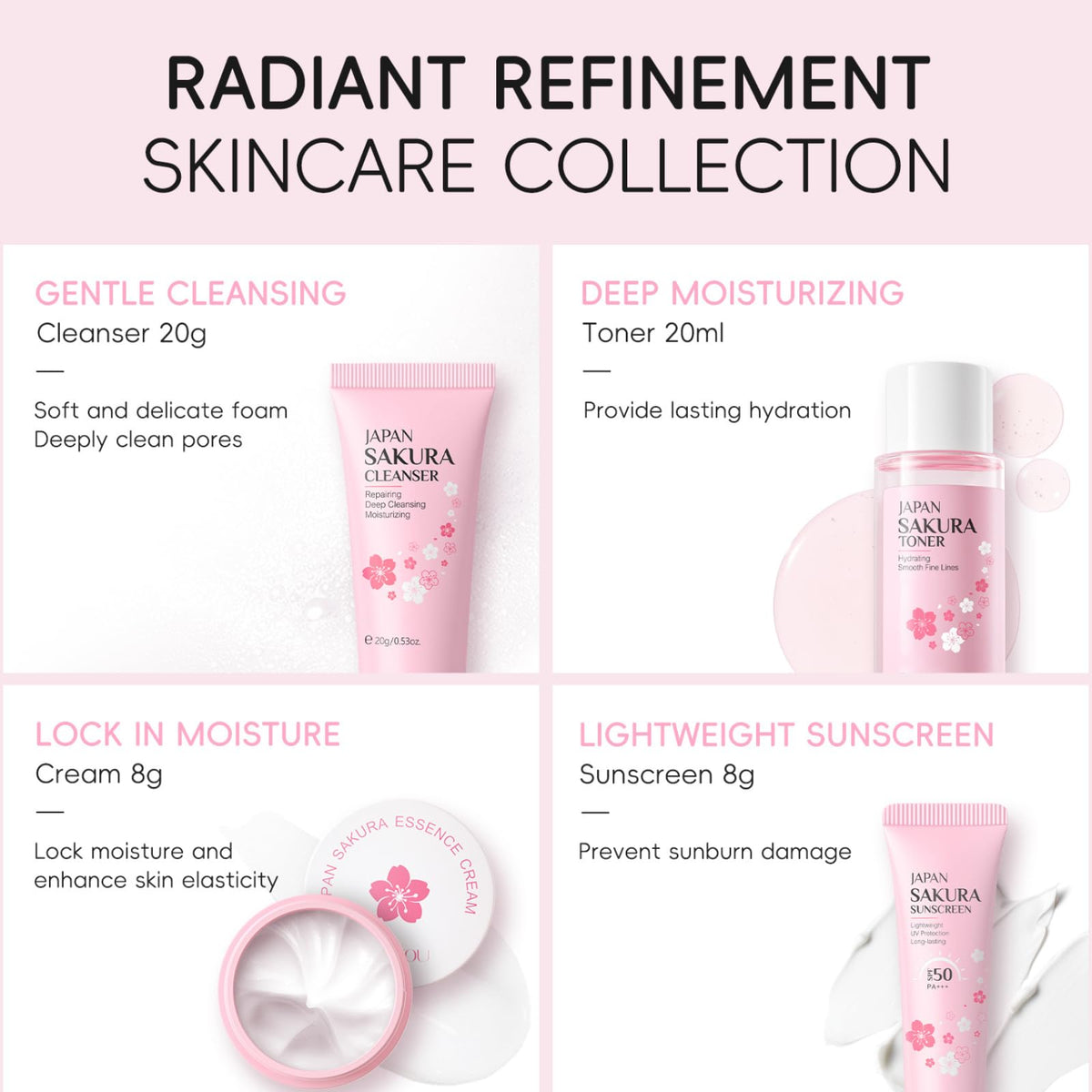 Evolvique Sakura cleanser pump bottle supports gentle morning cleanse.