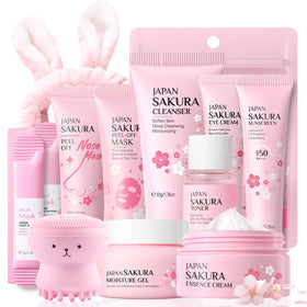 Evolvique Sakura skincare set packaging showcases gift-ready design for teen routines.