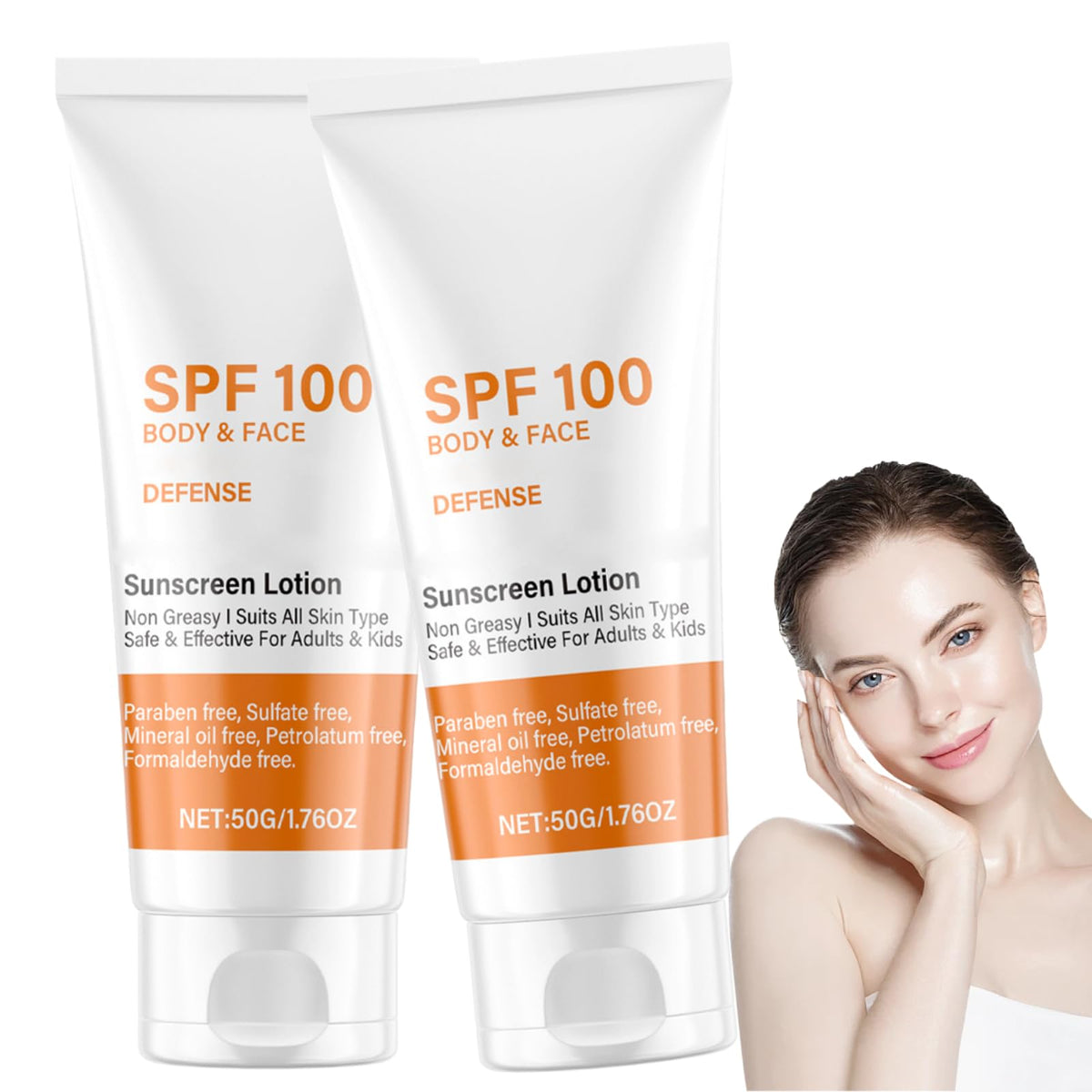 Evolvique SPF100 face sunscreen bottle offering long-lasting protection.