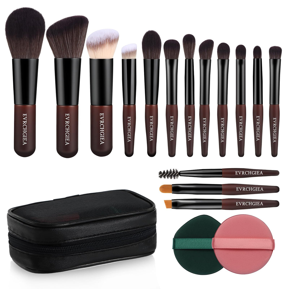 EVRCHGIEA travel makeup brush set in a compact case for on-the-go beauty