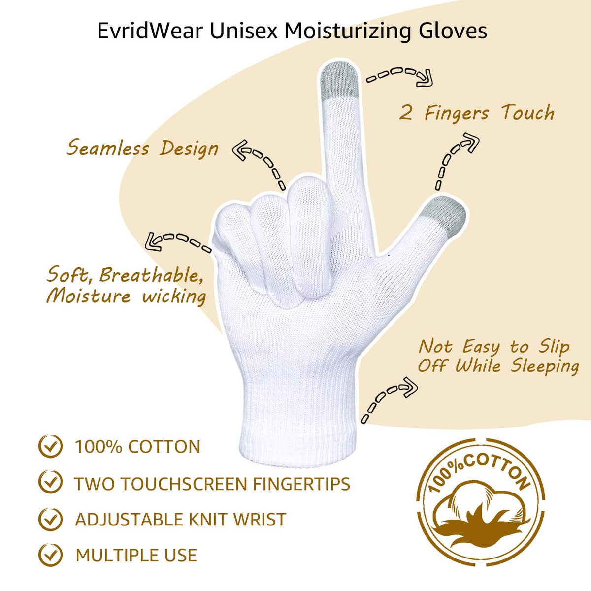 Adjustable knit wrist on Evridwear gloves prevents slipping at night