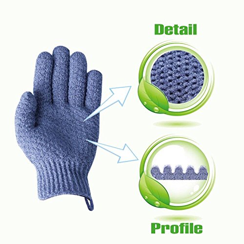 Evridwear dead skin removal gloves demonstrated for refreshed skin texture during bath rituals.