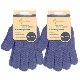 Evridwear exfoliating dual-texture gloves for showering reveal smoother skin after gentle exfoliation.