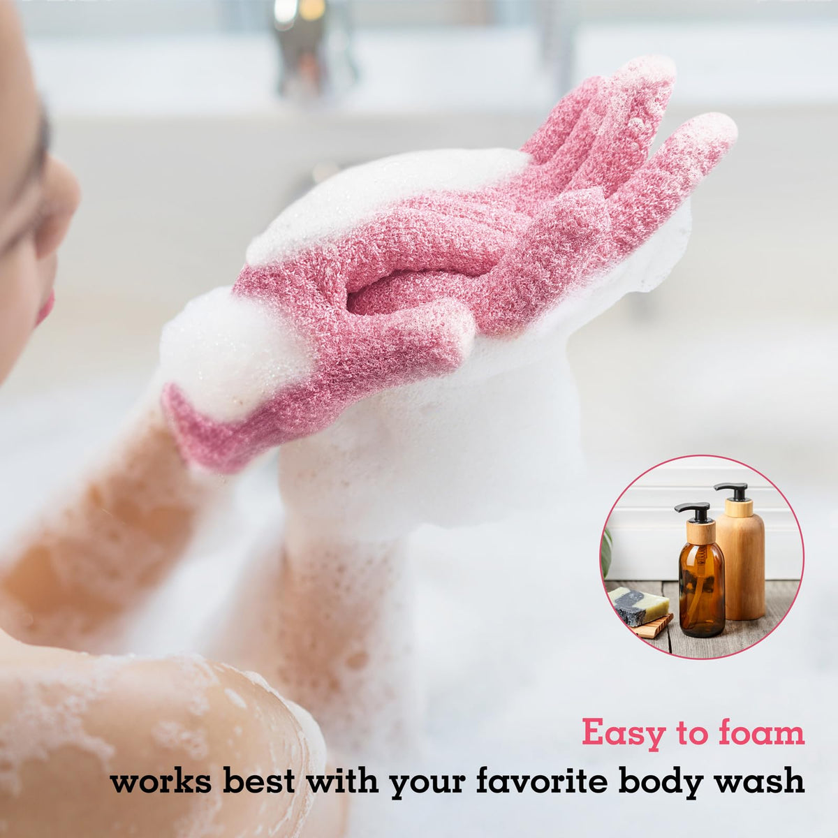 Gentle exfoliation for dry, sensitive skin with Evridwear glove.