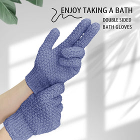 Evridwear gloves in action with soap for cleansing and exfoliation.