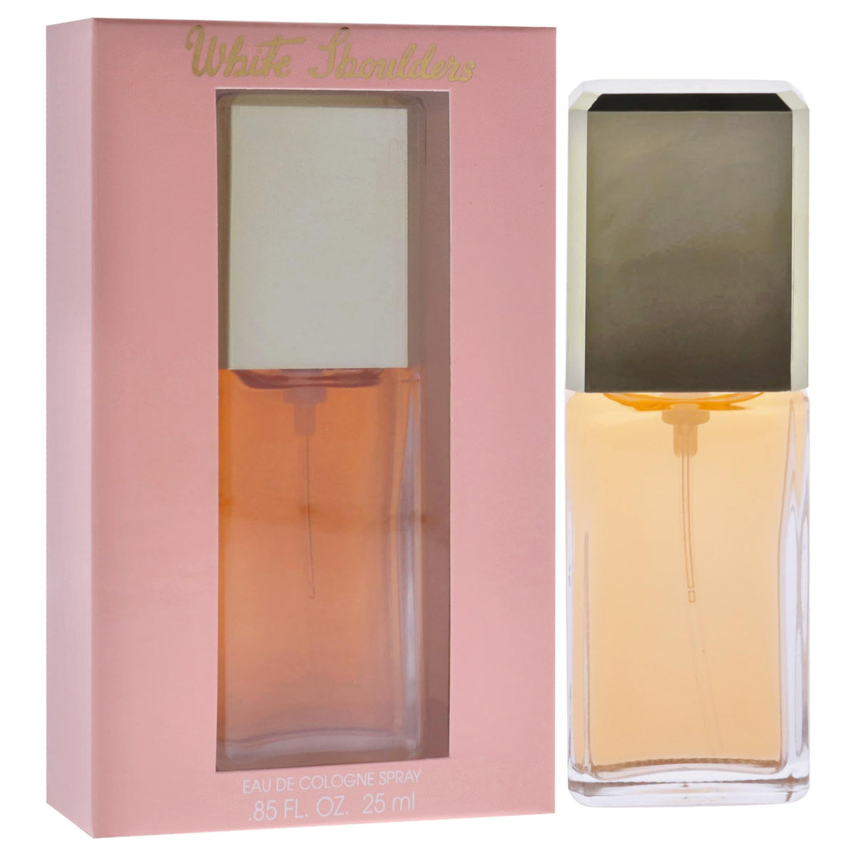 Evyan White Shoulders travel-size bottle for on-the-go use.
