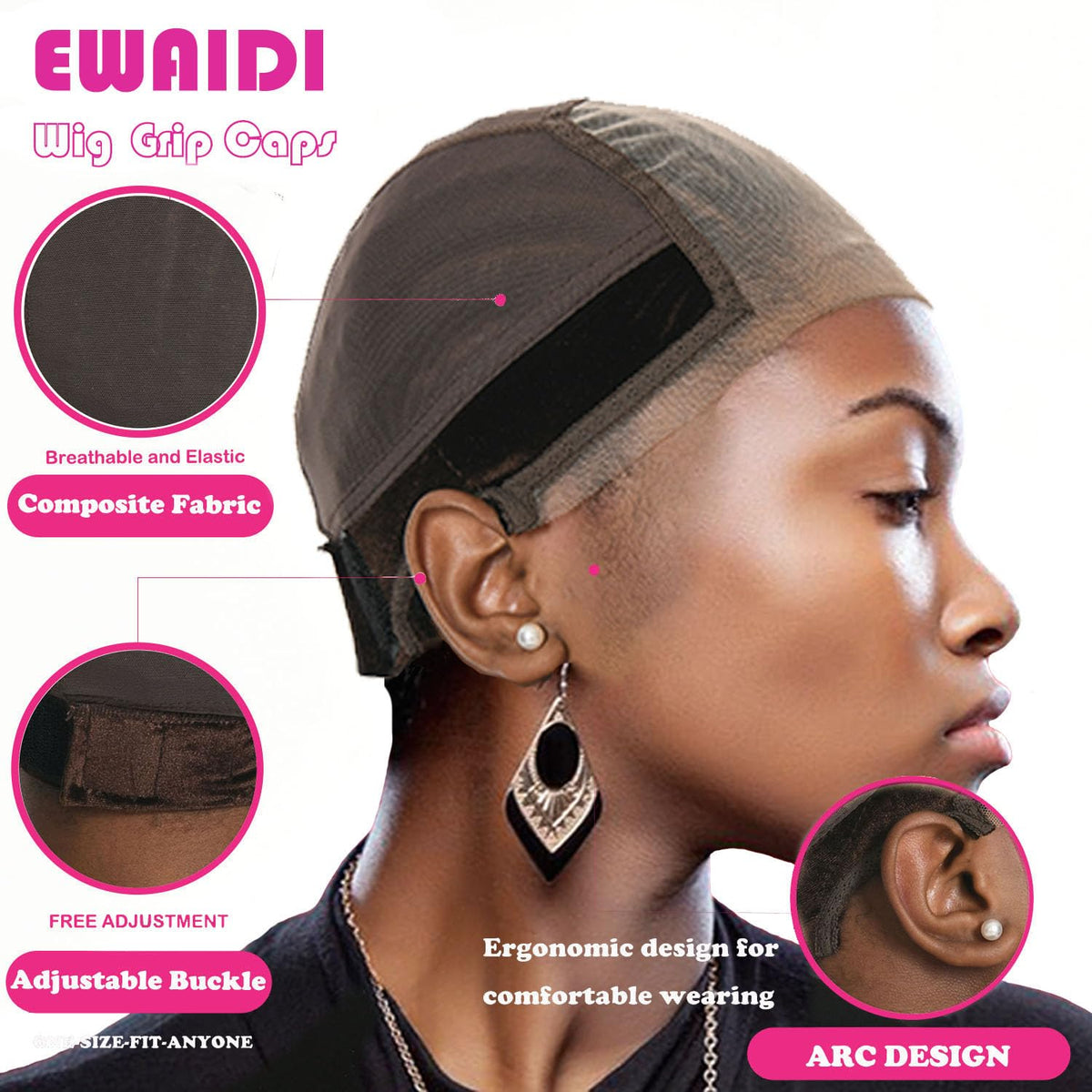 EWAIDI 4x5 lace front cap for natural-looking part and scalp protection.